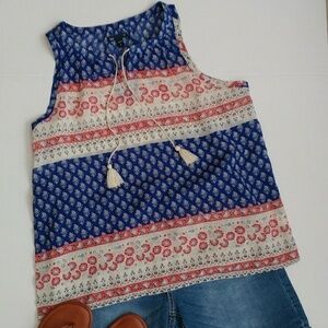 Gap Boho Tassel Tie Neck Sheer Tank